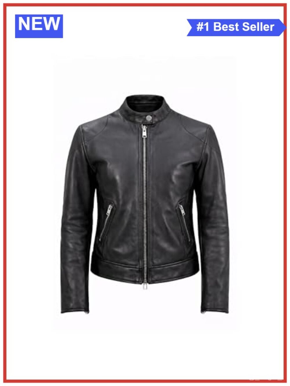 Womens Genuine Leather Motorcycle Jacket Moto Biker Style Zip Pockets